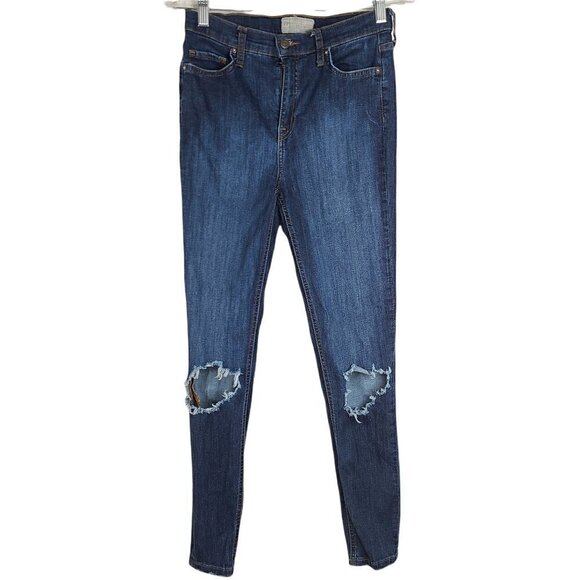 FP High Waist Busted Knee Skinny Jeans 29 Tall - Picture 3 of 11